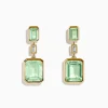 Earrings|Effy Jewelry 14K Yellow Gold Green Amethyst and Diamond Bezel Drop Earrings