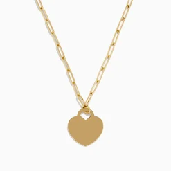 Necklaces & Pendants|Effy Jewelry 14K Yellow Gold Heart on a Paperclip Chain Necklace