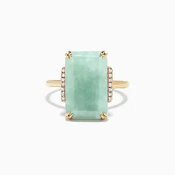 Rings|Effy Jewelry 14K Yellow Gold Jade and Diamond Ring, 11.56 TCW