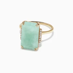 Rings|Effy Jewelry 14K Yellow Gold Jade and Diamond Ring, 11.56 TCW