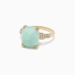 Rings|Effy Jewelry 14K Yellow Gold Jade and Diamond Ring, 6.81 TCW
