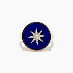 Rings|Effy Jewelry 14K Yellow Gold Lapis and Diamond Compass Ring
