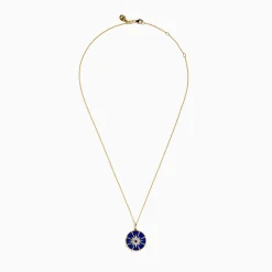 Necklaces & Pendants|Effy Jewelry 14K Yellow Gold Lapis, White and Black Diamond Compass Pendant