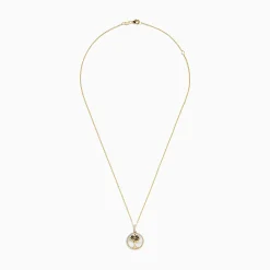 Necklaces & Pendants|BH Multi 14K Yellow Gold Mother of Pearl and Diamond Palm Tree Pendant, 0.18 TW