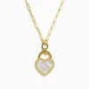 Necklaces & Pendants|Effy Jewelry 14K Yellow Gold Mother of Pearl Heart Pendant