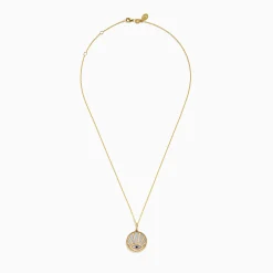 Necklaces & Pendants|Effy Jewelry 14K Yellow Gold Mother Of Pearl, Diamond and Sapphire Evil Eye Pendant