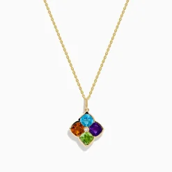 Necklaces & Pendants|Effy Jewelry 14K Yellow Gold Multi Color Gemstone and Diamond Pendant