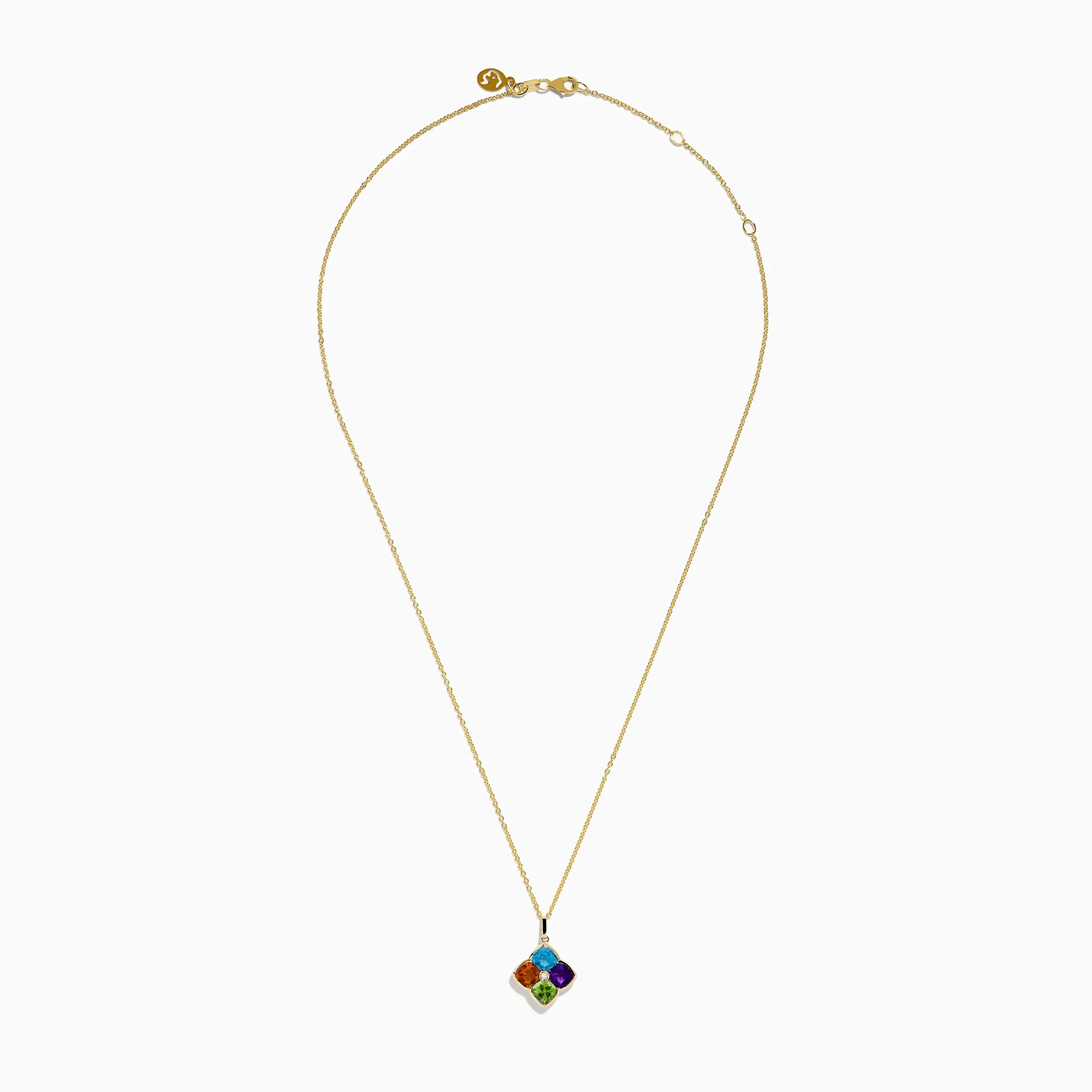 Necklaces & Pendants|Effy Jewelry 14K Yellow Gold Multi Color Gemstone and Diamond Pendant