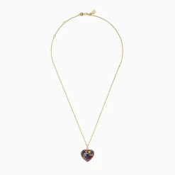 Necklaces & Pendants|Effy Jewelry 14K Yellow Gold Multi Color Sapphire, White and Brown Diamond Heart Pendant