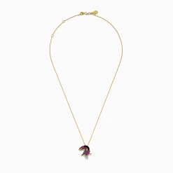 Necklaces & Pendants|Effy Jewelry 14K Yellow Gold Multi Color Sapphire Black Agate and Diamond Parrot Pendant