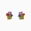 Earrings|Effy Jewelry 14K Yellow Gold Multi Color Sapphire and Pink Amethyst Cluster Earrings
