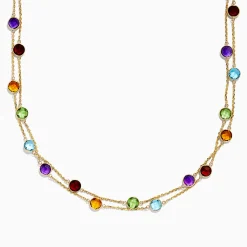 Necklaces & Pendants|Effy Jewelry 14K Yellow Gold Multi Gemstone Station Necklace, 28.93 TCW