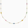 Necklaces & Pendants|Effy Jewelry 14K Yellow Gold Multi Sapphire and Diamond Station Necklace
