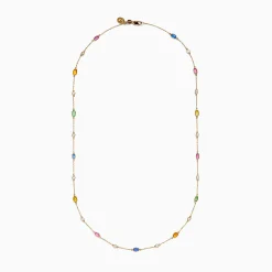Necklaces & Pendants|Effy Jewelry 14K Yellow Gold Multi Sapphire and Diamond Station Necklace