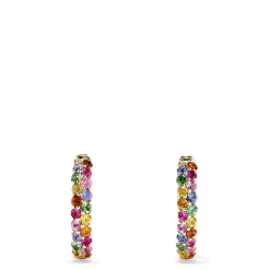 Earrings|Effy Jewelry 14K Yellow Gold Multi Sapphire and Tsavorite Hoop Earrings, 1.81 TCW