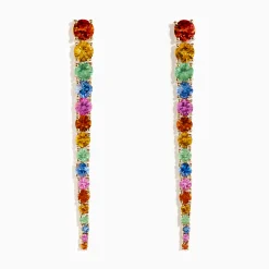 Earrings|Effy Jewelry 14K Yellow Gold Multi Sapphire Linear Drop Earrings