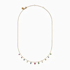 Necklaces & Pendants|Effy Jewelry 14K Yellow Gold Multi Sapphire Diamond Rain Drop Station Necklace
