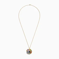Necklaces & Pendants|Effy Jewelry 14K Yellow Gold Multi Sapphire and Tsavorite Floral Pendant, 7.53 TCW