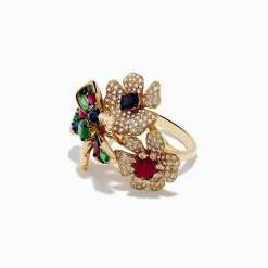 Rings|Effy Jewelry 14K Yellow Gold Multi Stone Flower Ring