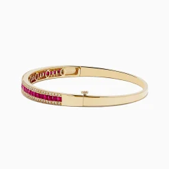 Bracelets|Effy Jewelry 14K Yellow Gold Natural Ruby and Diamond Bangle, 3.60 TCW