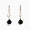 Earrings|Effy Jewelry 14K Yellow Gold Onyx and Cultured Fresh Water Pearl Drop Earrings, 14.50 TCW