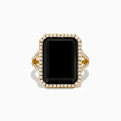 Rings|Effy Jewelry 14K Yellow Gold Onyx and Diamond Ring