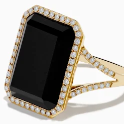 Rings|Effy Jewelry 14K Yellow Gold Onyx and Diamond Ring