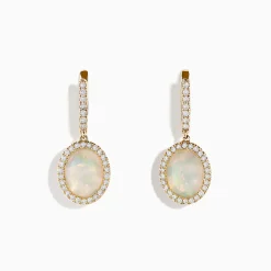 Earrings|Effy Jewelry 14K Yellow Gold Opal and Diamond Drop Earrings