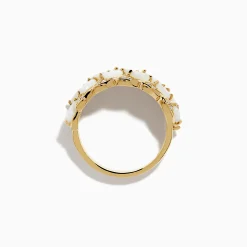 Rings|Effy Jewelry 14K Yellow Gold Opal and Diamond Petal Motif Ring