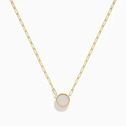 Necklaces & Pendants|Effy Jewelry 14K Yellow Gold Opal Bezel Paperclip Chain Pendant