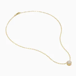Necklaces & Pendants|Effy Jewelry 14K Yellow Gold Opal Bezel Paperclip Chain Pendant