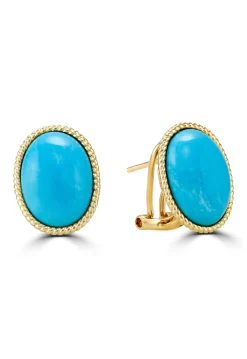 Earrings|Effy Jewelry 14K Yellow Gold Oval Turquoise Earrings, 13.40 TCW