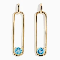 Earrings|Richline Group 14K Yellow Gold Paperclip Blue Topaz Drop Earrings