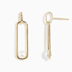 Earrings|Richline Group 14K Yellow Gold Paperclip Cultured Freshwater Pearl Earrings