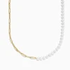 Necklaces & Pendants|BH Multi 14K Yellow Gold Paperclip Cultured Fresh Water Pearl Necklace