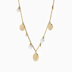 Necklaces & Pendants|Effy Jewelry 14K Yellow Gold Pearl and Diamond Necklace