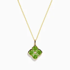Necklaces & Pendants|Effy Jewelry 14K Yellow Gold Peridot and Diamond Pendant