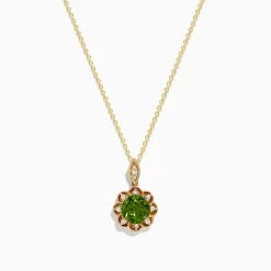 Necklaces & Pendants|Effy Jewelry 14K Yellow Gold Peridot and Diamond Pendant