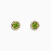 Earrings|BH Multi 14k Yellow Gold Peridot and Diamond Stud Earrings, 2.21 TCW