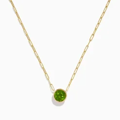 Necklaces & Pendants|Effy Jewelry 14K Yellow Gold Peridot Bezel Pendant with Paperclip Chain