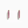 Earrings|Effy Jewelry 14k Yellow Gold Pink Sapphire Huggie Earrings
