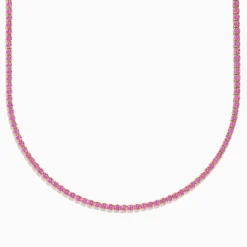 Necklaces & Pendants|Effy Jewelry 14K Yellow Gold Pink Sapphire Tennis Necklace