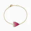 Bracelets|Effy Jewelry 14K Yellow Gold Pink Sapphire and Diamond Heart Bracelet