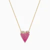 Necklaces & Pendants|Effy Jewelry 14K Yellow Gold Pink Sapphire and Diamond Heart Necklace