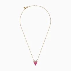 Necklaces & Pendants|Effy Jewelry 14K Yellow Gold Pink Sapphire and Diamond Heart Necklace