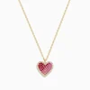 Necklaces & Pendants|Effy Jewelry 14K Yellow Gold Pink Sapphire, Ruby and Diamond Heart Pendant