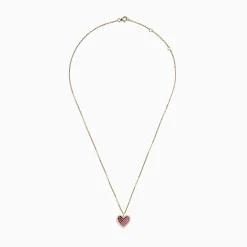 Necklaces & Pendants|Effy Jewelry 14K Yellow Gold Pink Sapphire, Ruby and Diamond Heart Pendant