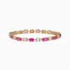 Bracelets|Effy Jewelry 14K Yellow Gold Pink Sapphire and Diamond Tennis Bracelet