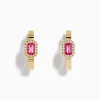 Earrings|Effy Jewelry 14K Yellow Gold Pink Sapphire and Diamond Hoop Earrings