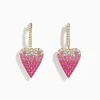 Earrings|Effy Jewelry 14K Yellow Gold Pink Sapphire and Diamond Heart Earrings